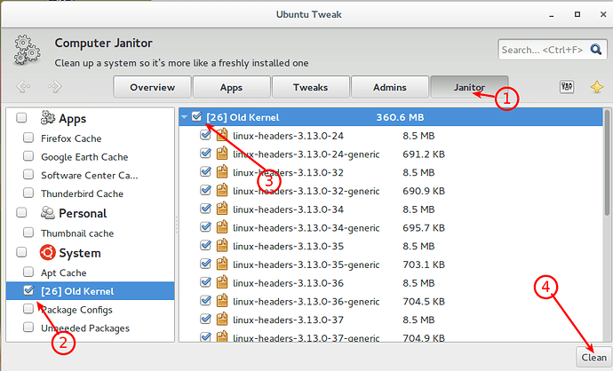 Ubuntu tweak janitor for old kernels