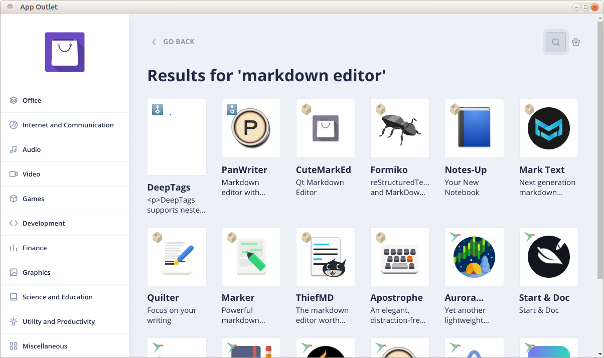 search for Markdown editor in AppOutlet